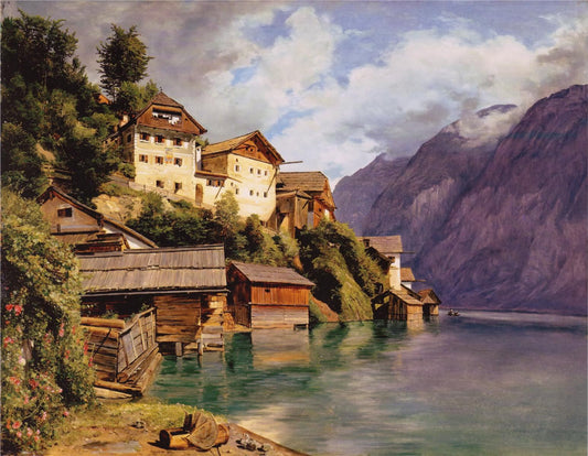 Hallstatt, vintage artwork by Ferdinand Georg Waldmüller, A3 (16x12") Poster Print