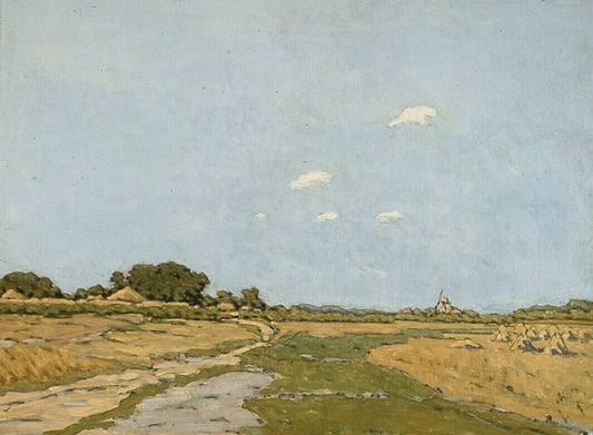 A Flat Landscape, vintage artwork by Robert Claude J Tutein Nolthenius, 12x8" (A4) Poster