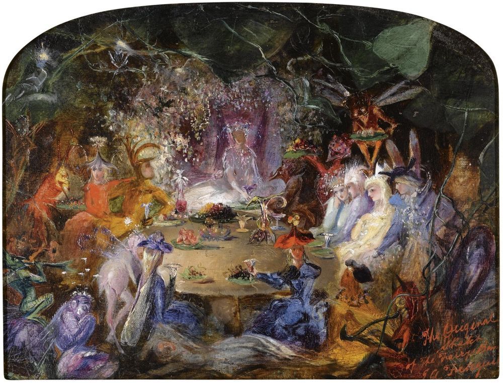 Sketch for 'The Fairy's Banquet', vintage artwork by John Anster Christian Fitzgerald, A3 (16x12") Poster Print