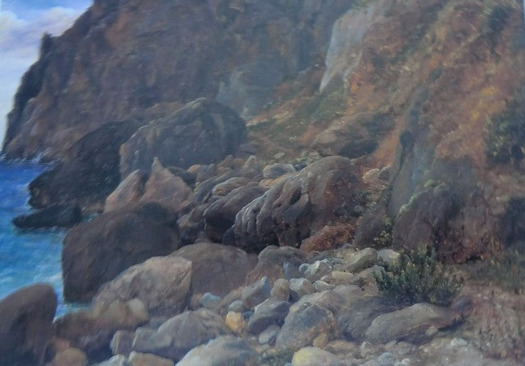 Study of Cliffs on Capri, vintage artwork by Thomas Fearnley, A3 (16x12") Poster Print