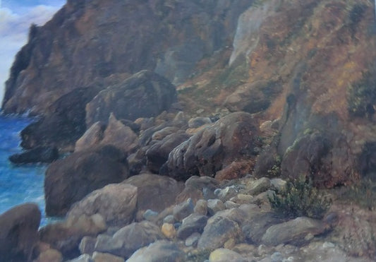 Study of Cliffs on Capri, vintage artwork by Thomas Fearnley, A3 (16x12") Poster Print