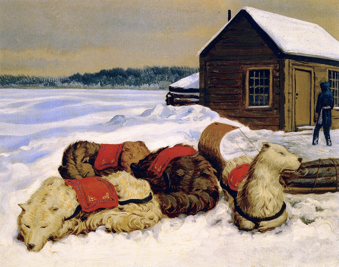 Dog-Train, Manitoba, vintage artwork by William George Richardson Hind, 12x8" (A4) Poster