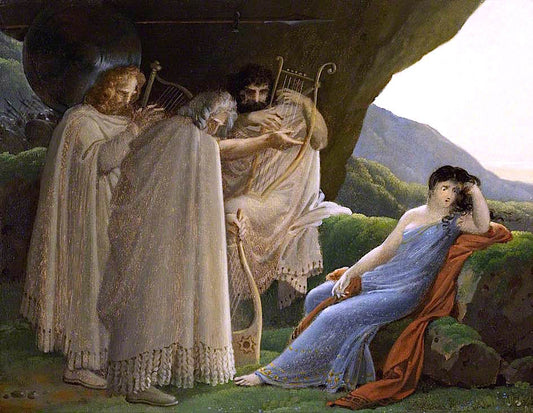 Malvina Mourning the Death of her Fiance Oscar, vintage artwork by Anne-Louis Girodet de Roussy-Trioson, 12x8" (A4) Poster