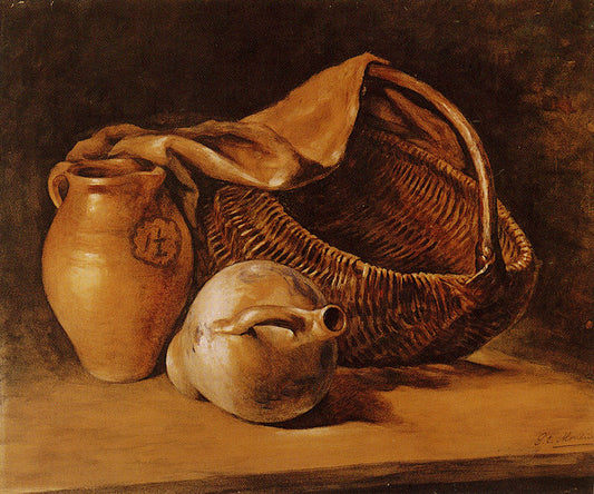 Pitcher, Jug and Basket, vintage artwork by Piet Mondriaan, 12x8" (A4) Poster