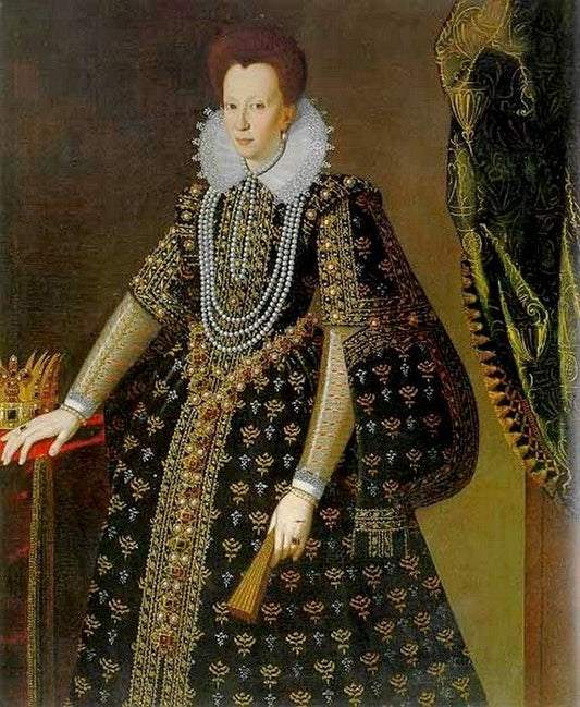 Portrait of Christine of Lorraine, vintage artwork by Frans Pourbus the Younger, 12x8" (A4) Poster