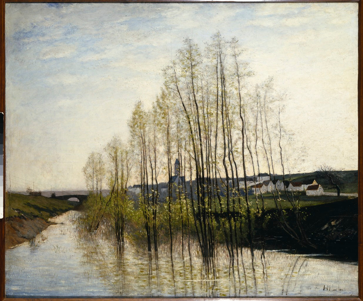 River Landscape, Champagne, vintage artwork by Carl Fredrik Hill, 12x8" (A4) Poster