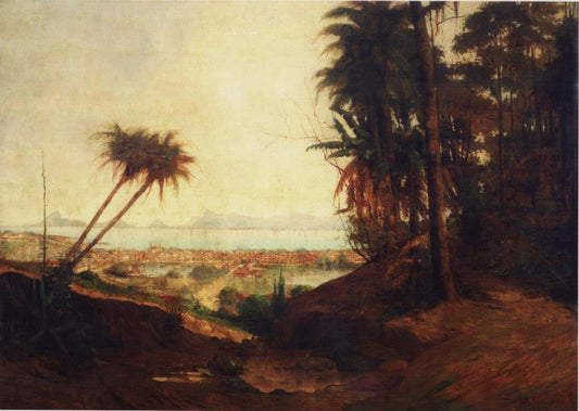 Panorama of Niterói, vintage artwork by Antonio Parreiras, 12x8" (A4) Poster