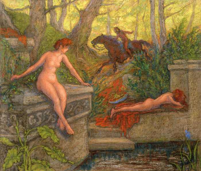 Two Nymphs Surprised by a Rider by Paul Ranson,A3(16x12