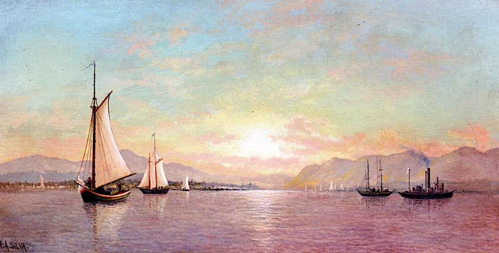 Hudson River View, vintage artwork by Francis A. Silva, 12x8" (A4) Poster