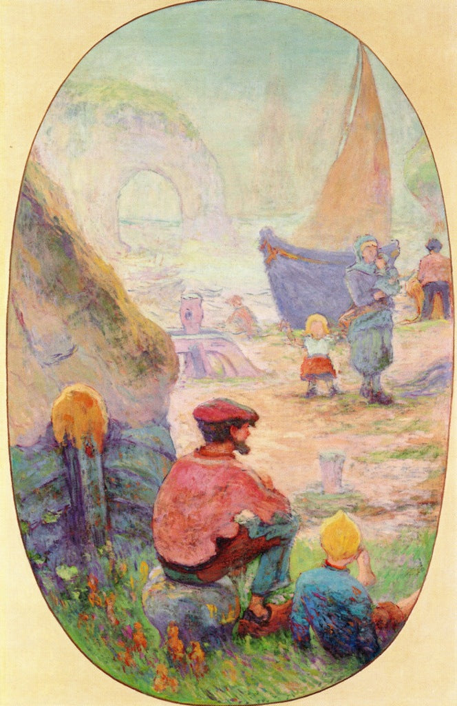 Fishermen at Etretat, vintage artwork by Claude-Emil Schuffenecker, 12x8" (A4) Poster