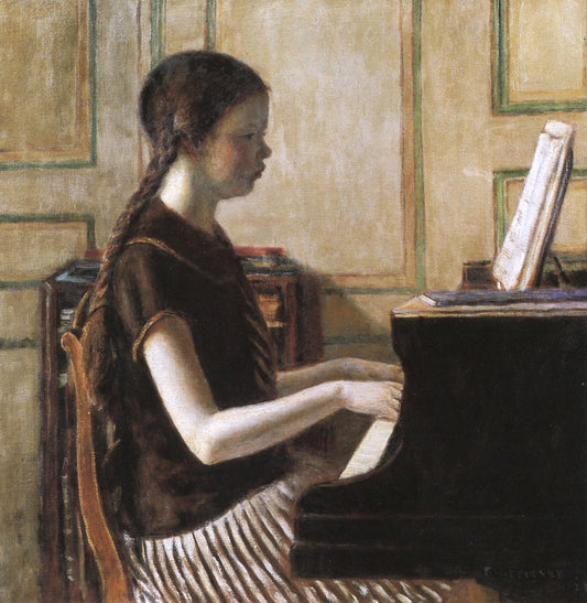 Child at the Piano, vintage artwork by Frederick Carl Frieseke, 12x8" (A4) Poster