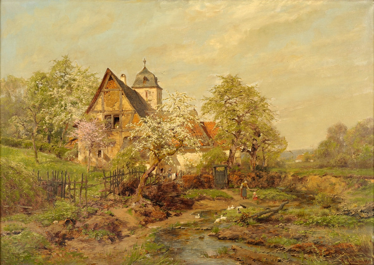Sunny spring day, vintage artwork by Heinrich Hartung, 12x8" (A4) Poster