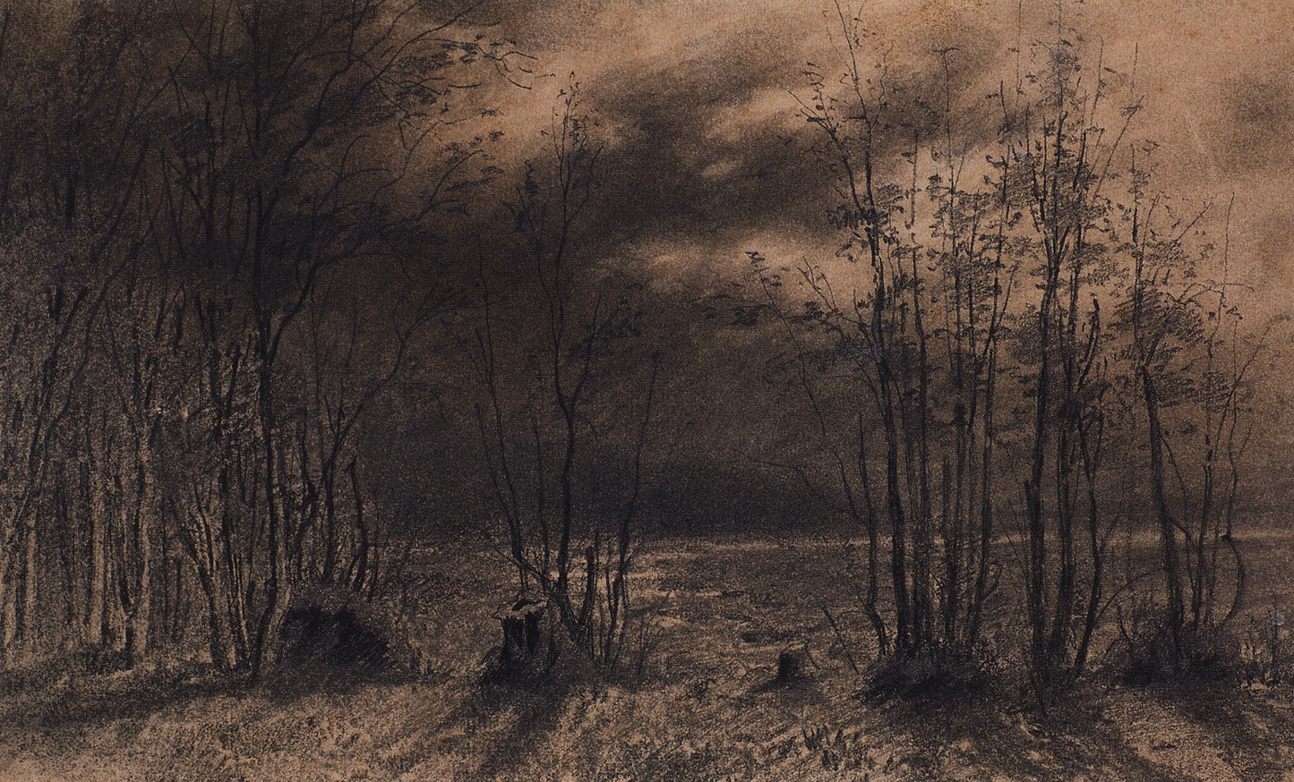 Autumn Night, vintage artwork by Alexei Kondratyevich Savrasov, 12x8" (A4) Poster