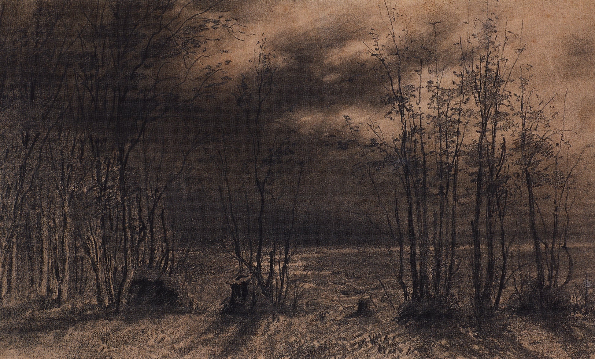 Autumn Night, vintage artwork by Alexei Kondratyevich Savrasov, 12x8" (A4) Poster
