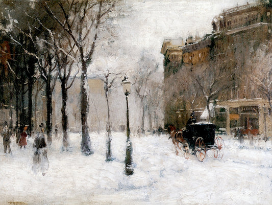 Winter in New York, vintage artwork by Paul Cornoyer, 12x8" (A4) Poster