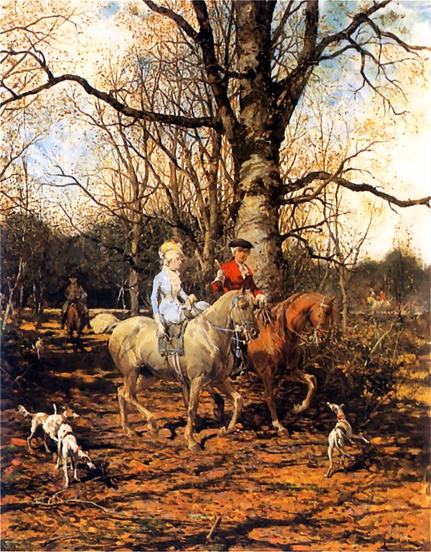 The Promenade in the Woods, vintage artwork by Alfred von Wierusz-Kowalski, 12x8" (A4) Poster