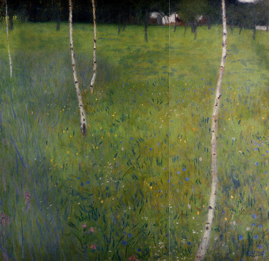 Bauernhaus mit Birken, vintage artwork by Gustav Klimt, 12x8" (A4) Poster