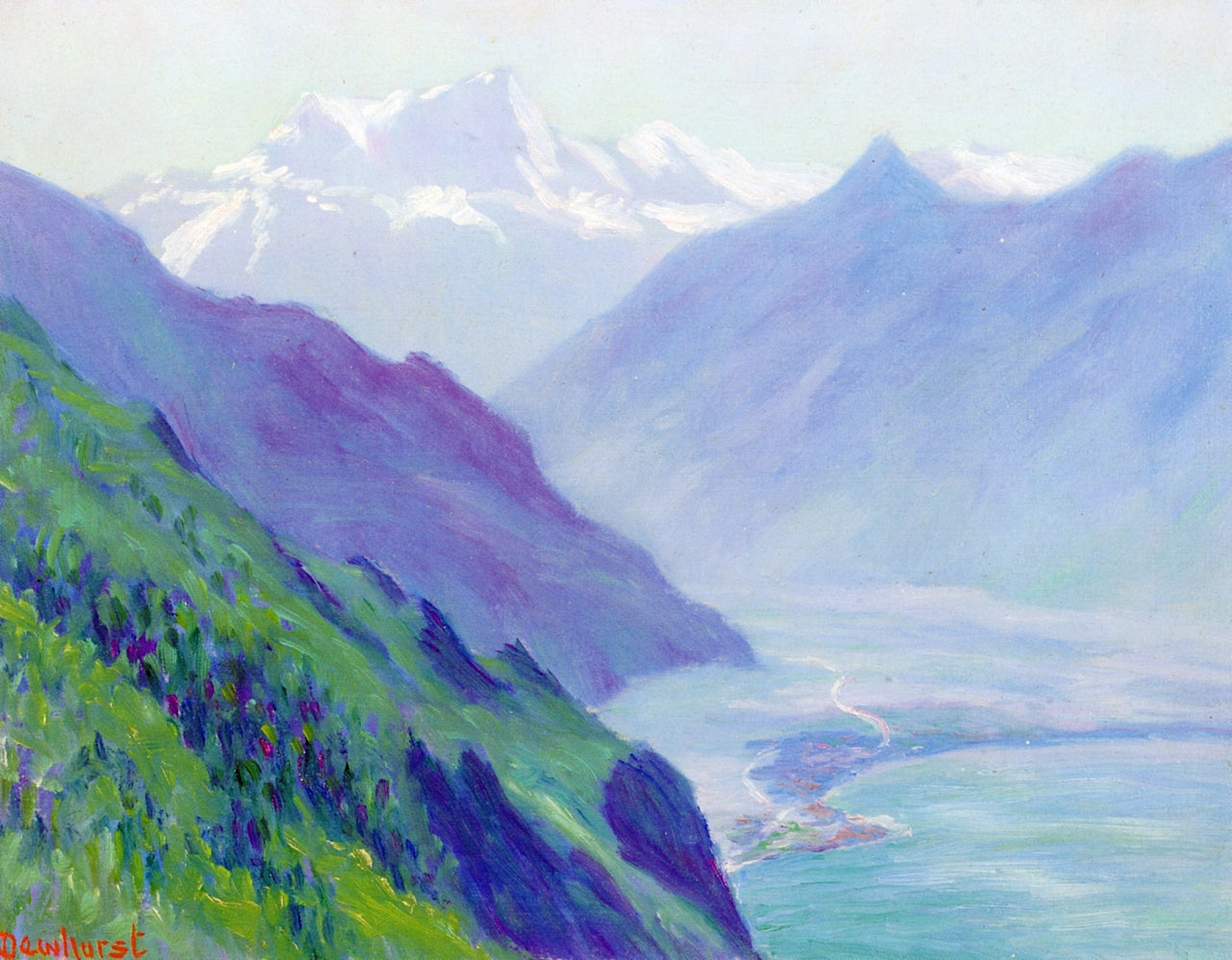 Valley of the Rhone, vintage artwork by Wynford Dewhurst, 12x8" (A4) Poster