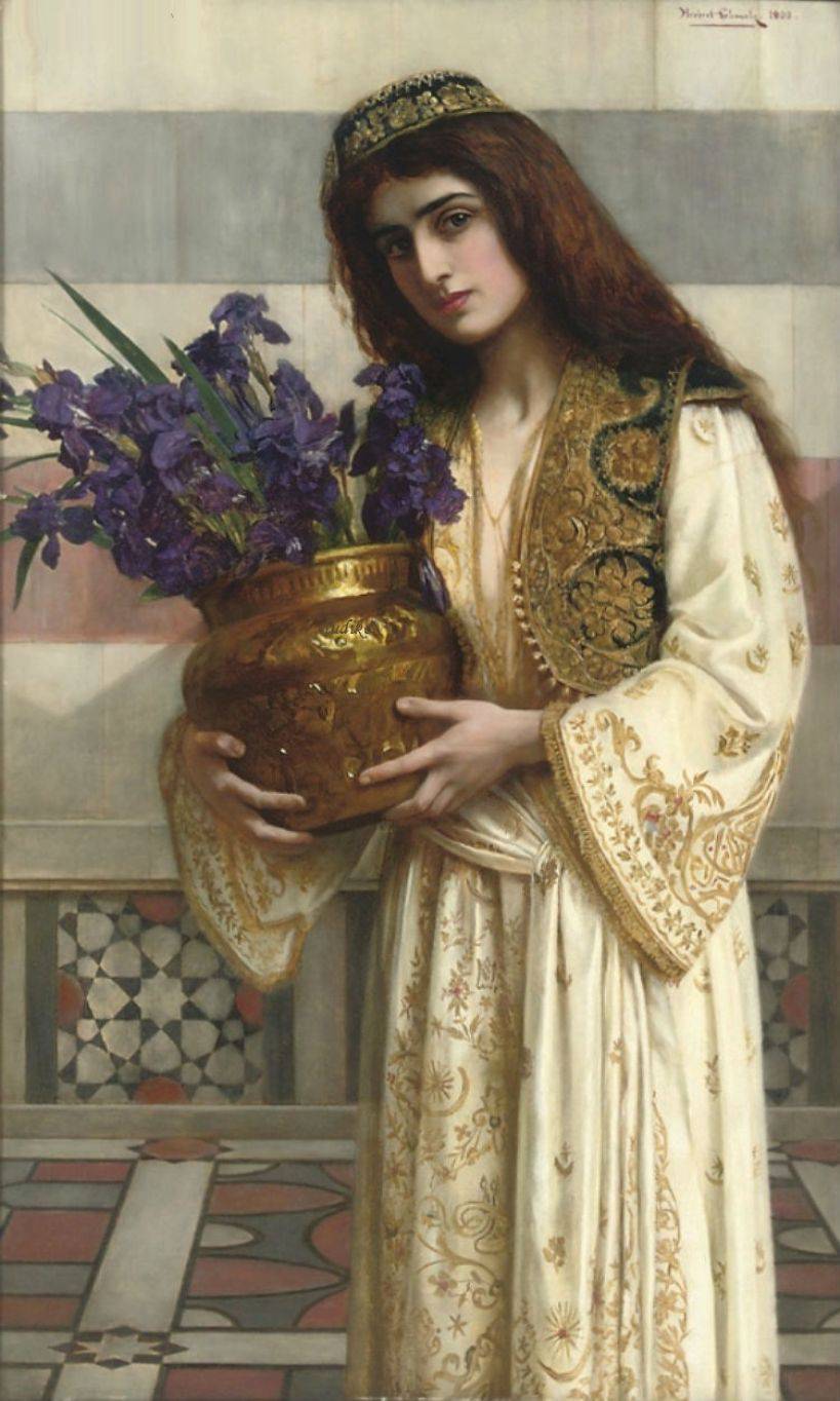Flowers of the Levant, vintage artwork by Herbert Gustave Schmalz, 12x8" (A4) Poster