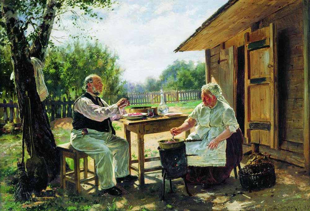 Making Jam, vintage artwork by Vladimir Yegorovich Makovsky, 12x8" (A4) Poster