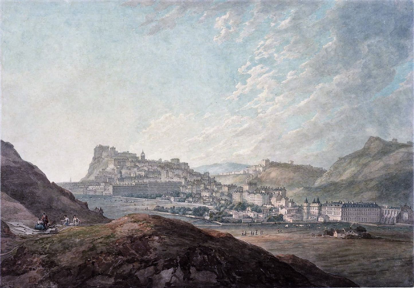 Edinburgh Castle from Arthur’s Seat, vintage artwork by Thomas Hearne, 12x8" (A4) Poster