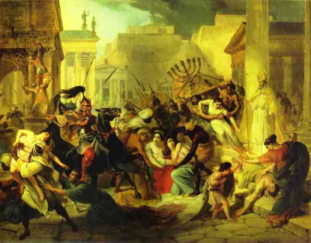 Genserich's Invasion of Rome. Study, vintage artwork by Karl Pavlovich Brulloff, A3 (16x12") Poster Print