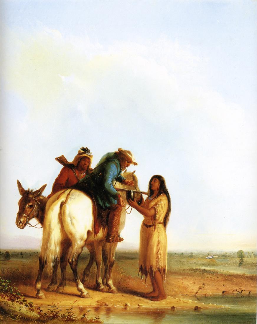 The Thirsty Trapper, vintage artwork by Alfred Jacob Miller, A3 (16x12") Poster Print