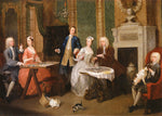 Group of Six at Tea, vintage artwork by William Hogarth, 12x8" (A4) Poster