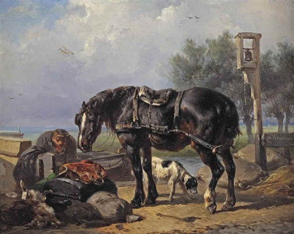 by  the Ferry, vintage artwork by Paul Joseph Constantin Gabriël, 12x8" (A4) Poster