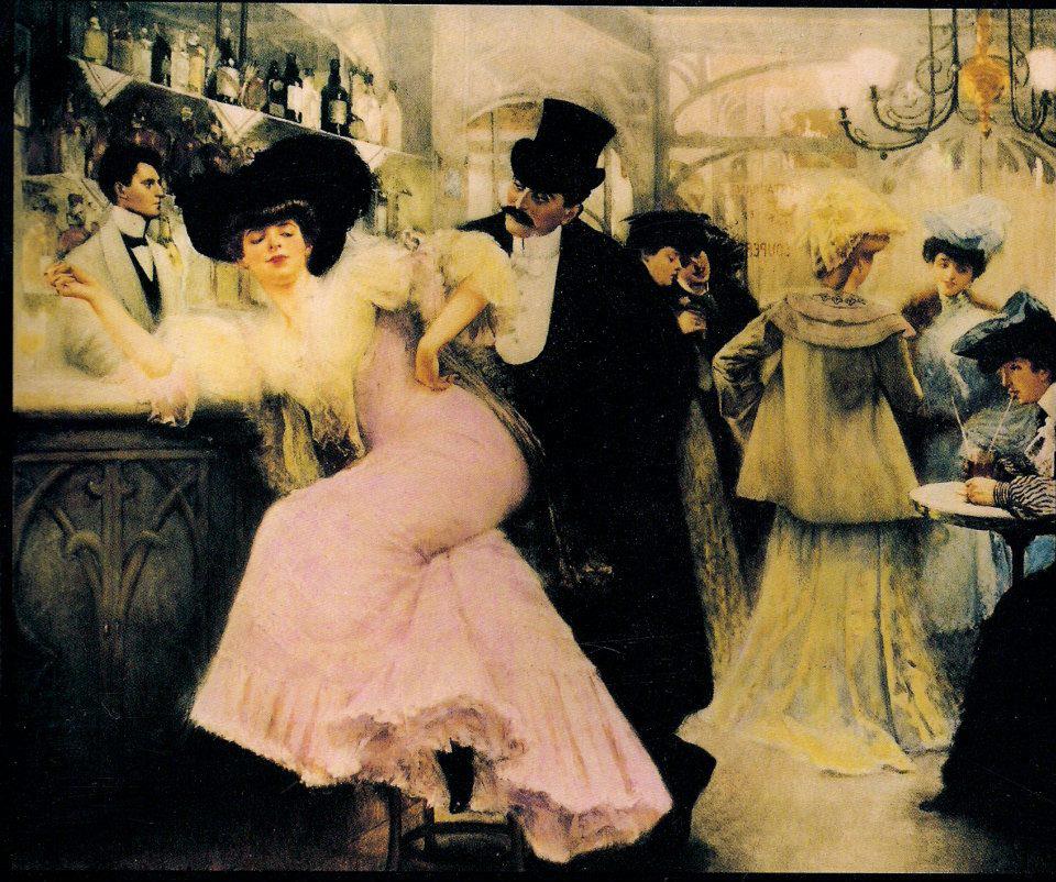 The Bar at Maxim's, vintage artwork by Pierre-Victor Galland, 12x8" (A4) Poster