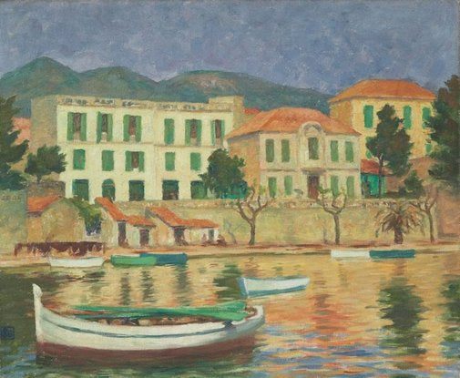Waterfront, Bandol, vintage artwork by Rupert Bunny, 12x8" (A4) Poster