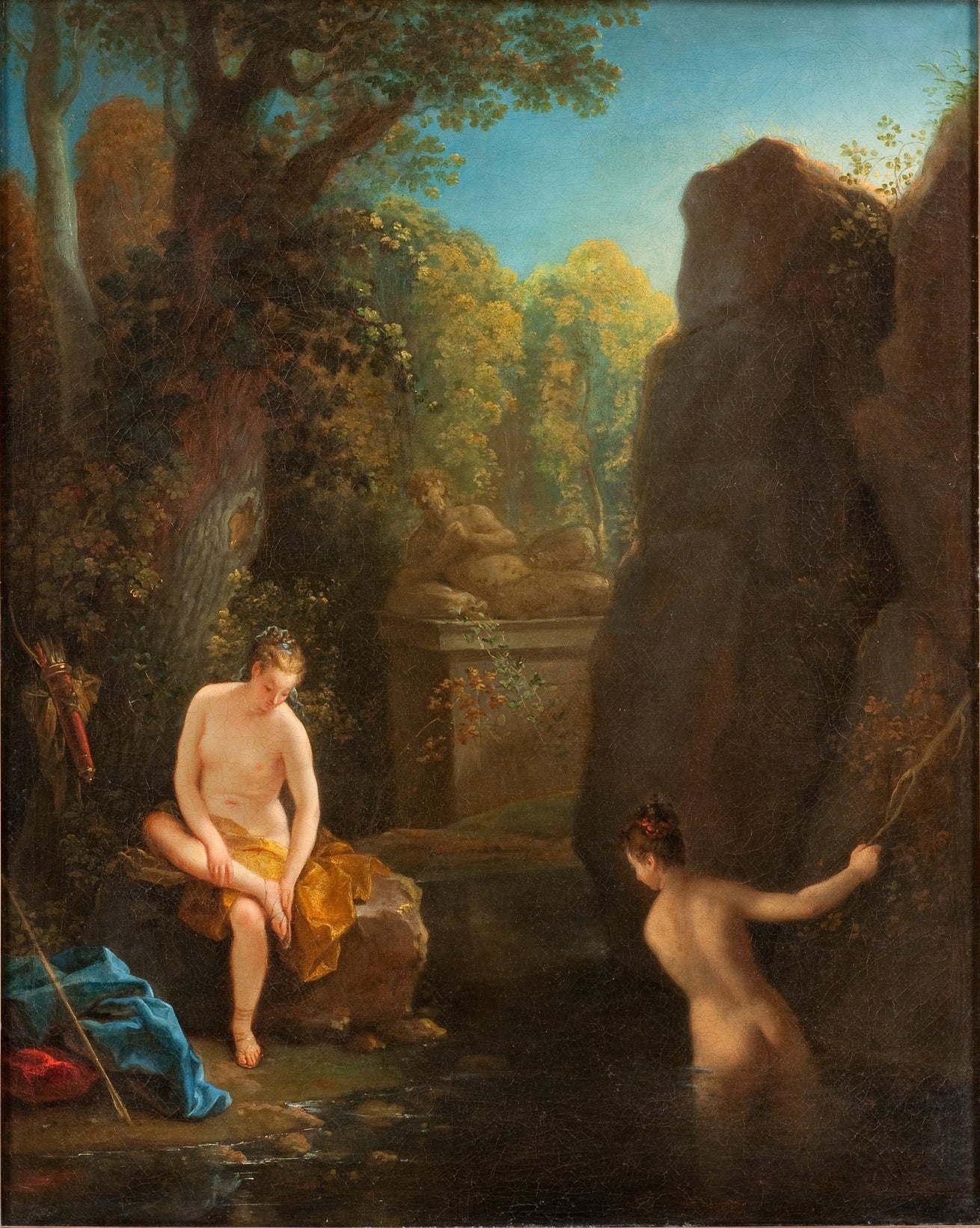 Diana Bathing, vintage artwork by Jean Raoux, 12x8" (A4) Poster
