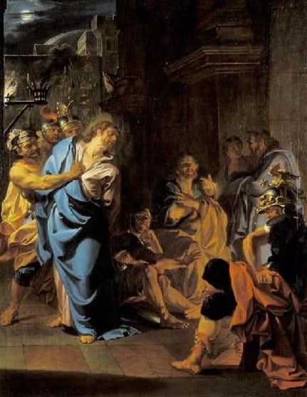 The Betrayal of Saint Peter, vintage artwork by Noël-Nicolas Coypel III, 12x8" (A4) Poster