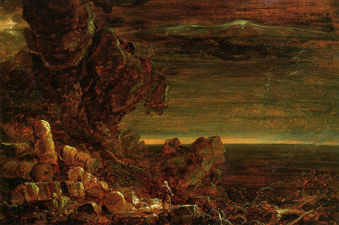 The Cross and the World: Study for 'The Pilgrim of the World at the End of His Journey', vintage artwork by Thomas Cole, A3 (16x12