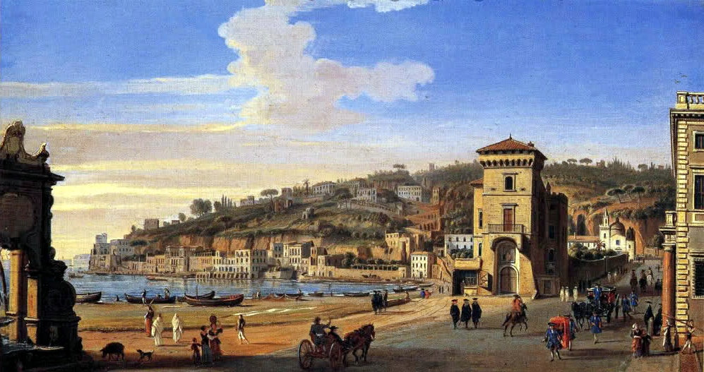 Veduta di Chiaia con lo sfondo di Mergellina, vintage artwork by Caspar van Wittel, 12x8" (A4) Poster