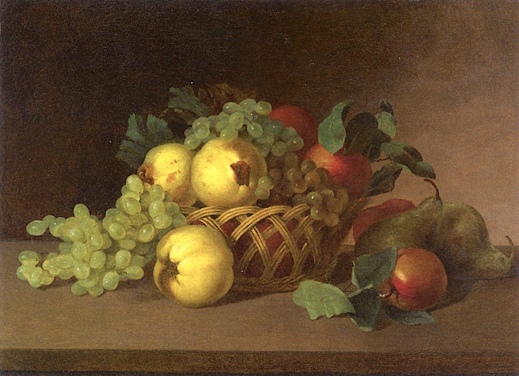 Still Life - Quinces, Apples, Grapes & c., vintage artwork by James Peale, 12x8" (A4) Poster
