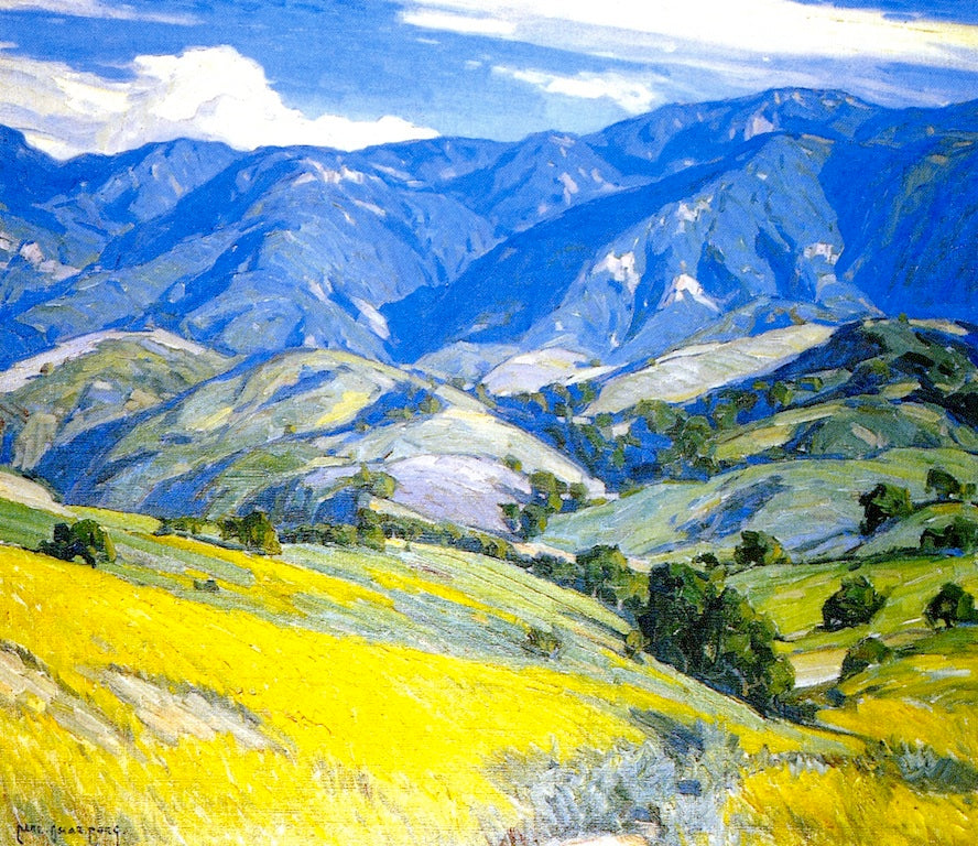 Santa Ynez Mountains, vintage artwork by Carl Oscar Borg, 12x8" (A4) Poster