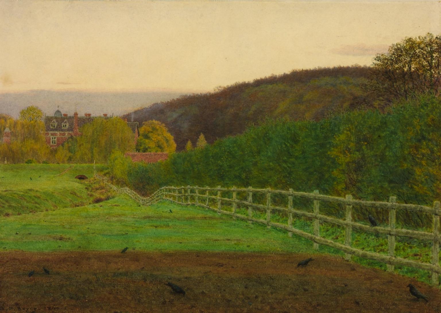 Landscape at Wotton, Surrey: Autumn, vintage artwork by George Price Boyce, R.W.S., 12x8" (A4) Poster