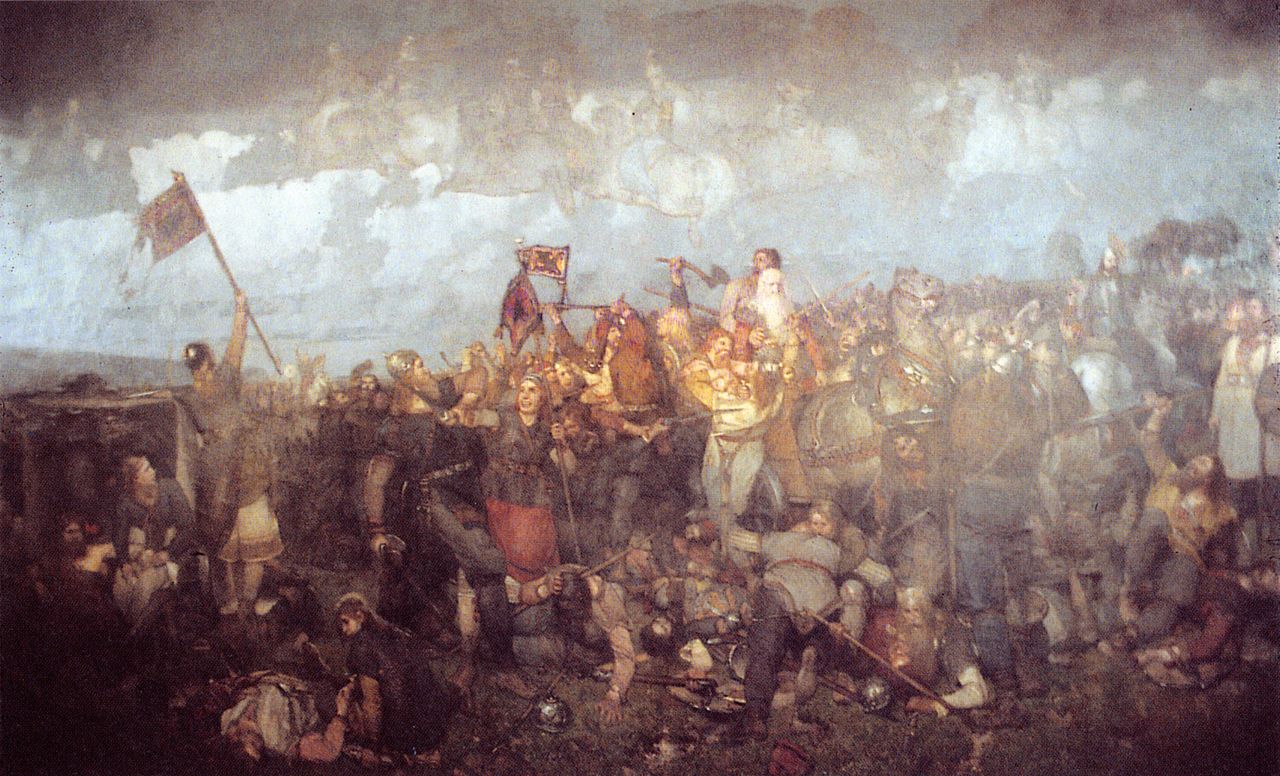 The Battle of Bravalla, vintage artwork by August Malmstrom, 12x8" (A4) Poster