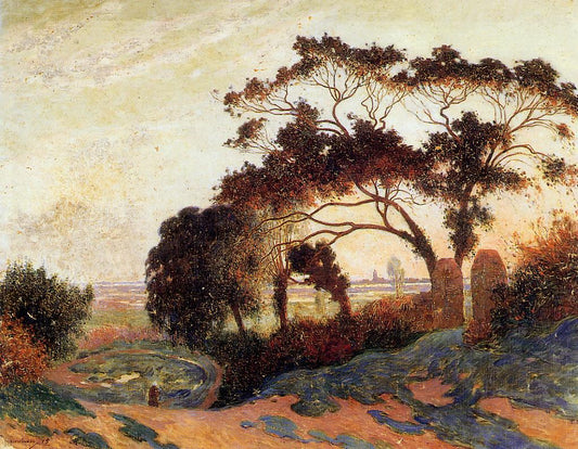 Landscape, Hills of Guerande, vintage artwork by Ferdinand du Puigaudeau, 12x8" (A4) Poster