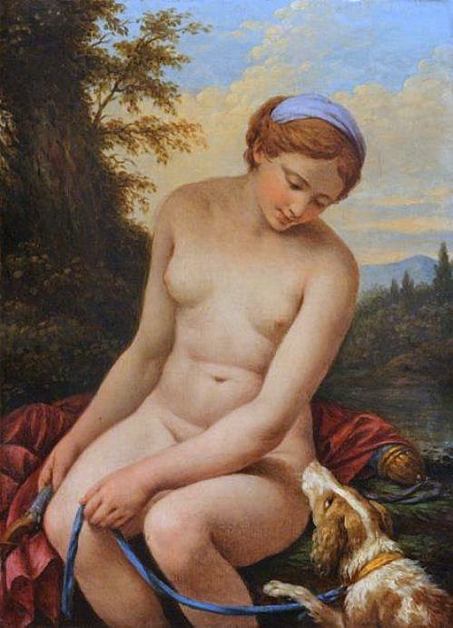 Diana Bathing, vintage artwork by Louis Jean François Lagrenee, 12x8" (A4) Poster