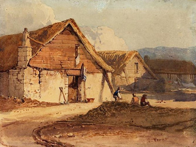 Farm building near Tavistock, vintage artwork by Samuel Prout, 12x8" (A4) Poster