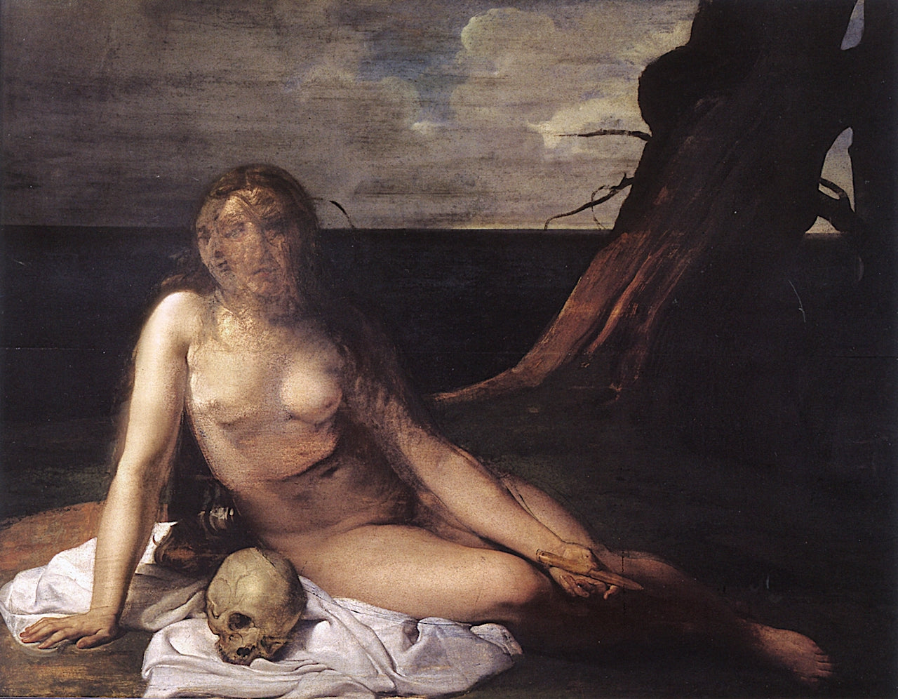 The Penitent Magdalene (study), vintage artwork by Francesco Paolo Hayez, A3 (16x12") Poster Print
