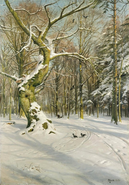 Tracks through the Forest, vintage artwork by Peder Mork Mønsted, 12x8" (A4) Poster