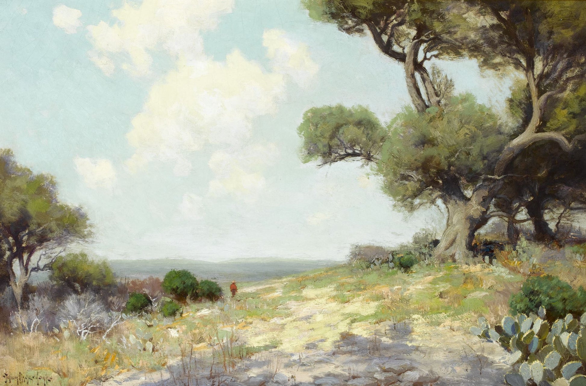 In the Hills - Southwest Texas, vintage artwork by Julian Onderdonk, 12x8" (A4) Poster