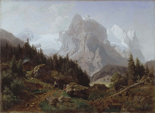 Travellers in the Mountains, vintage artwork by Nils Bjornson Moller, 12x8" (A4) Poster