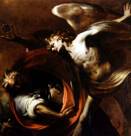 Jacob wrestling the angel, vintage artwork by Pietro Ricchi, 12x8" (A4) Poster