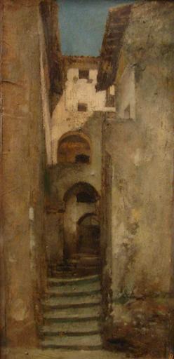 Alleyway in Subiaco, vintage artwork by Jean-Jacques Henner, 12x8" (A4) Poster