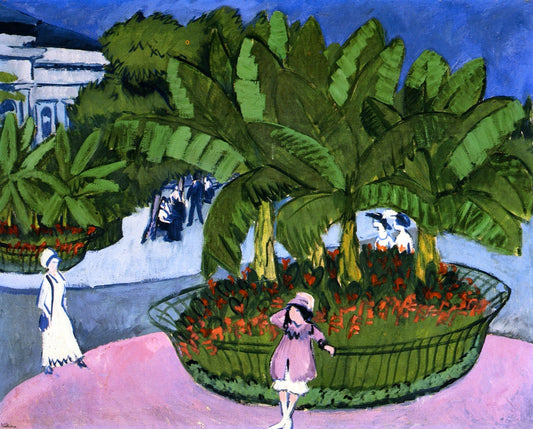 Das Boskett; Albertplatz, in Dresden, vintage artwork by Ernst Ludwig Kirchner, 12x8" (A4) Poster
