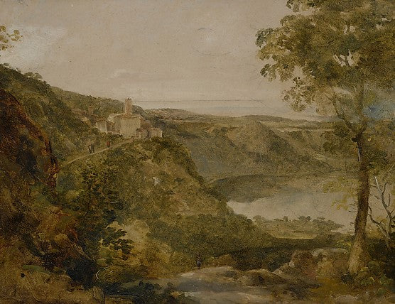 Nemi, vintage artwork by Johann Georg von Dillis, 12x8" (A4) Poster